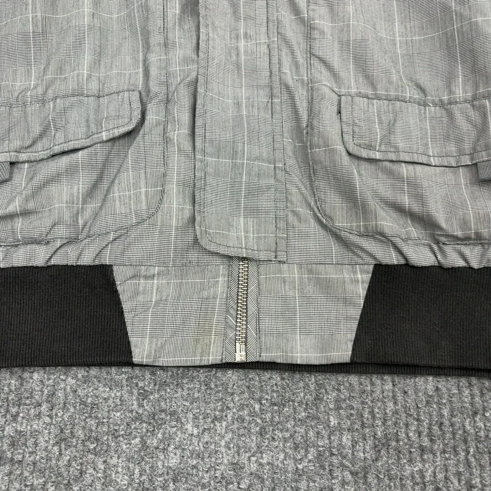 Five Four Bomber Jacket Mens XL Gray Polyester Cotton Plaid Mock Neck Casual